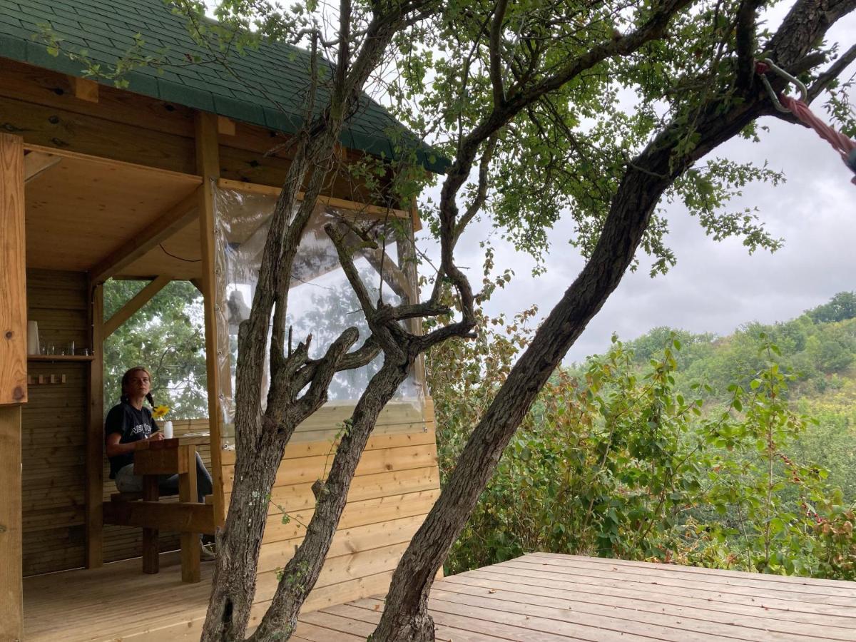 Cabane Bivouac Avec Echelle A L'Ombre Des Chenes Idrac-Respailles 외부 사진